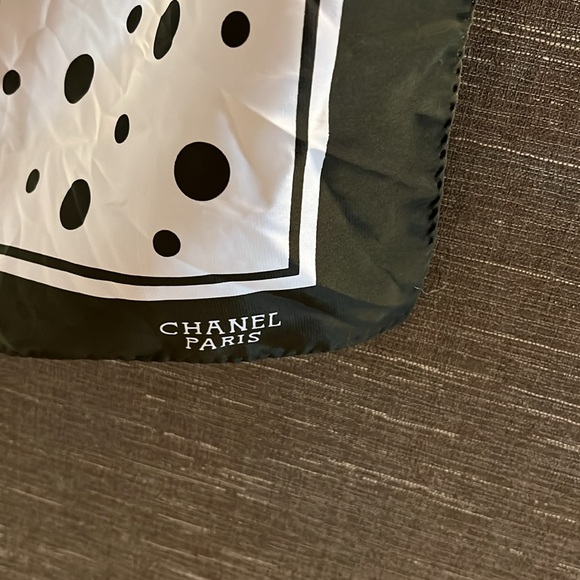 Chanel Scarf Olive Green/Cream color super soft some wear but lots of life left - Picture 6 of 10